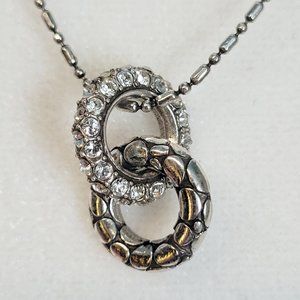 VTG Brighton Sterling Silver & Cubic Zirconia Double Wheel 15-17.5" Necklace EUC